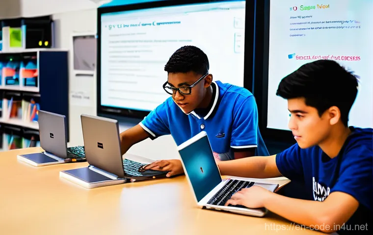 코딩교육지도사로서 현장 적응 팁 - **Prompt: Diverse Students in a Collaborative Coding Hub**
    A vibrant, modern coding classroom fi...