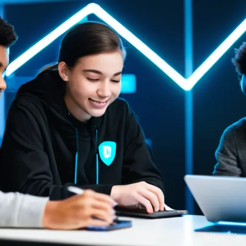 코딩교육지도사 연간 교육 계획 수립 방법 - **Project-Based Learning in a Modern Tech Lab:** A diverse group of five young adult students (ages ...