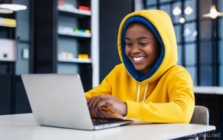 코딩교육지도사와 학습 환경 설계 사례 - **"Aha!" Moment in Project-Based Learning:** A vibrant, well-lit scene featuring a young adult stude...