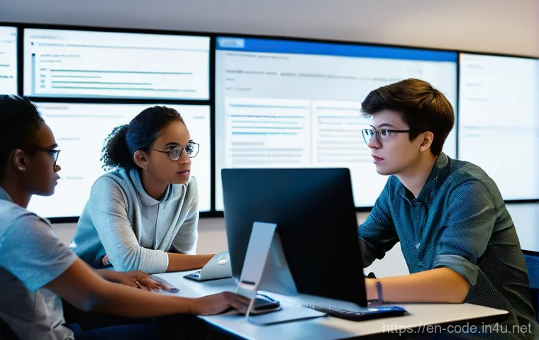 코딩교육지도사와 학습 환경 설계 사례 - **"Aha!" Moment in Project-Based Learning:** A vibrant, well-lit scene featuring a young adult stude...