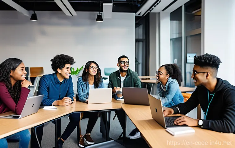 코딩교육지도사 업무의 최신 트렌드 - **Prompt:** A dynamic scene depicting an instructor and two young adult students (aged 18-24) collab...