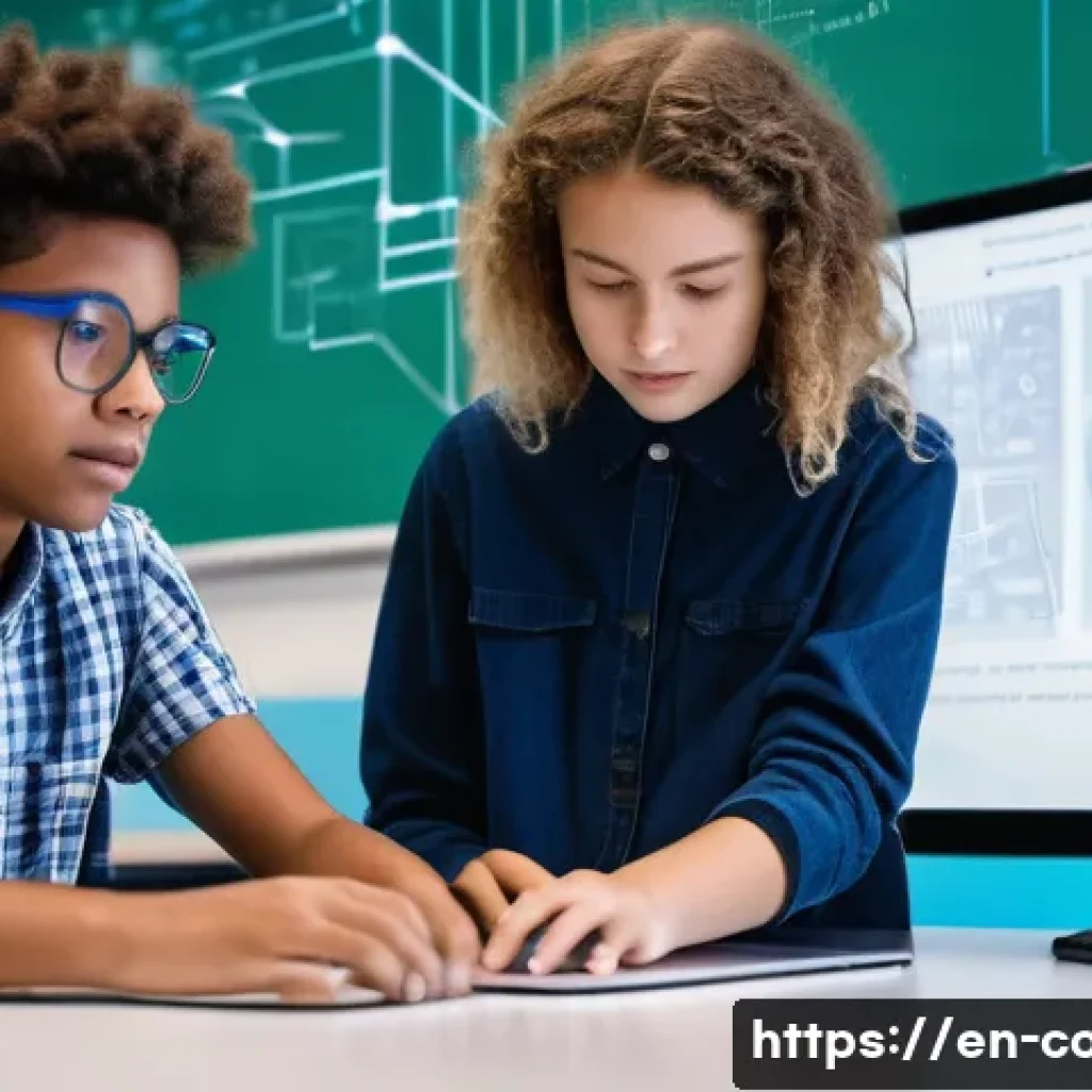 코딩교육지도사와 교육 상담 사례 분석 - **Prompt:** A diverse group of young students (around 15-18 years old), fully dressed in casual cont...