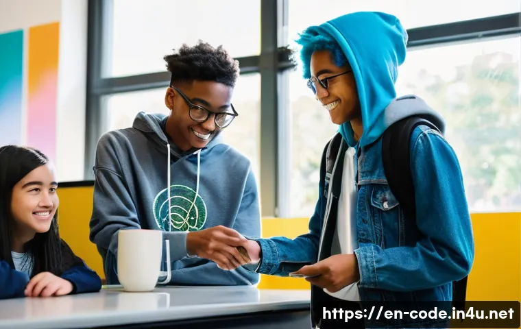 코딩교육지도사와 학습자 참여 전략 - **Prompt: "Beyond the Screen: Everyday Code Connections"**
    A diverse group of five high school s...