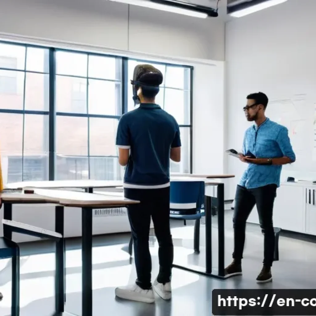 코딩교육지도사와 IT 기술 융합 교육 - **Prompt:** A vibrant, ultra-modern tech classroom bustling with energy. Diverse students, aged 15-1...