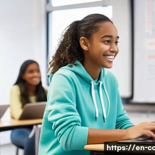 코딩교육지도사와 강의 중 사고 대처 방법 - A modern classroom setting with a diverse group of teenage students engaged in a coding lesson on la...