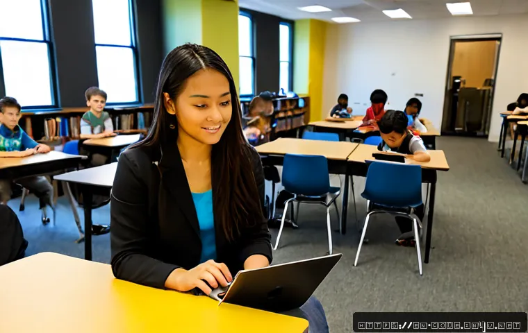코딩교육지도사와 학습자 중심 교육 사례 - Photorealistic community coding workshop in a bright American public library makerspace, a skilled a...